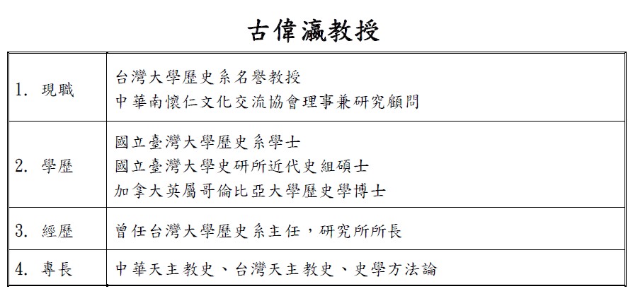 古偉瀛教授簡介